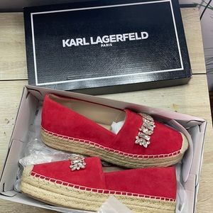 Karl Lagerfeld Paris Red sheep suede espadrilles